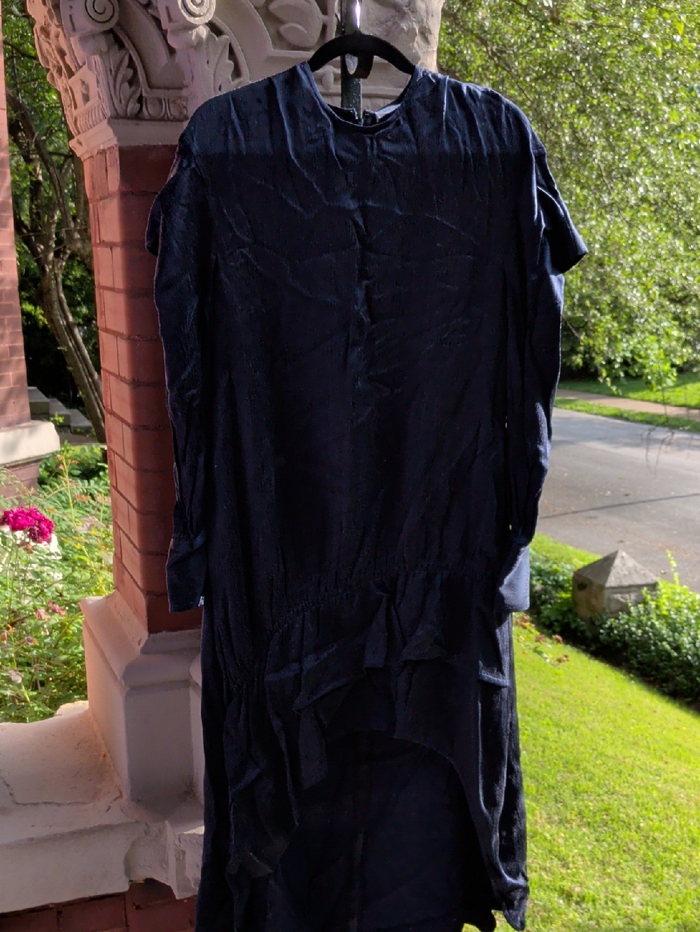 ADEAM Nwt $1495 Textured Dark Navy Crewneck Dress
